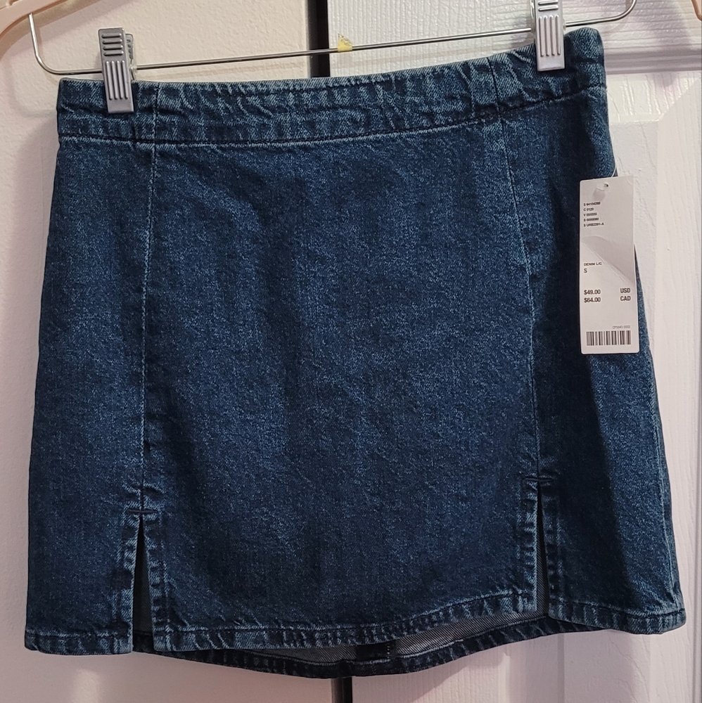 NWT BDG Urban Outfitters Double Slit Denim Mini Skirt Size S